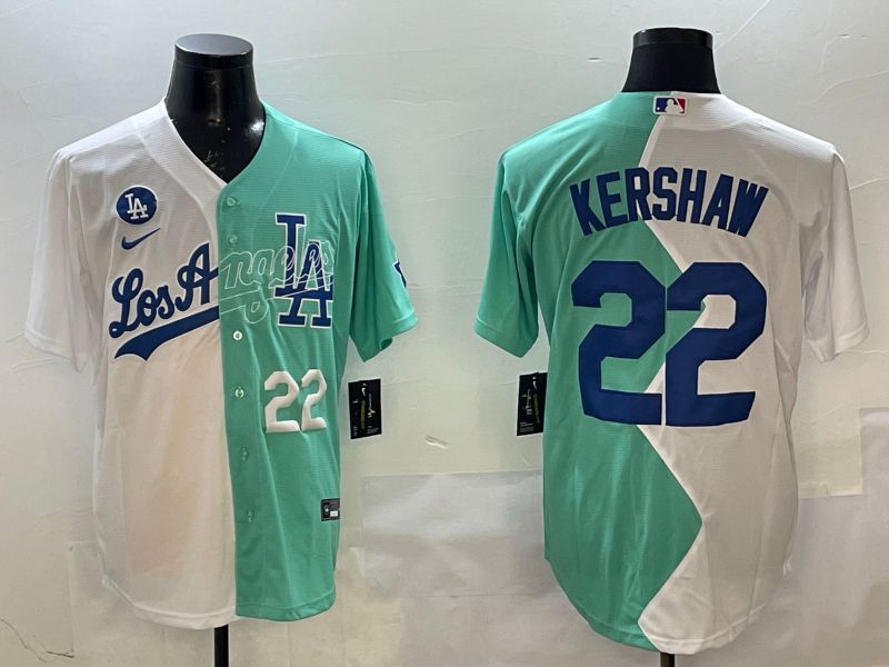Men Los Angeles Dodgers #22 Kershaw Blue White Game 2025 Nike MLB Jersey style 3